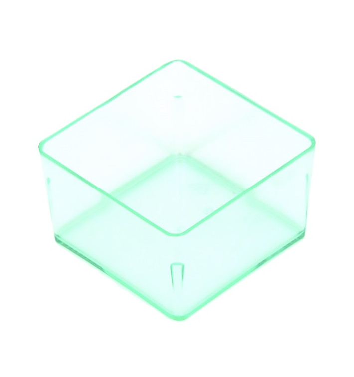 Cubo de Plastico para Salsas Verde Transp. 4,2x4,2cm 