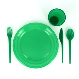 Plato de Plastico Llano Verde 205mm (960 Uds)