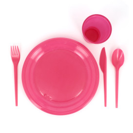 Cuchillo de Plastico PS Fucsia 165 mm (15 Uds)