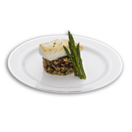 Plato Plastico Extra Rigido con Ribete Plata 23cm (20 Uds)