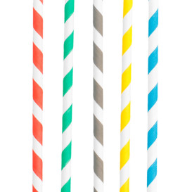 Pajita Recta de Papel Rayadas Ø6mm 20cm (6000 Uds)