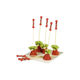 Pinchos de Bambú Decorados Rojo 120 mm (10000 Uds)