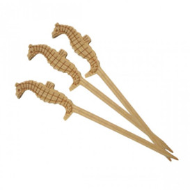 Pinchos de Bambu Decorados Hipocampo 90 mm (100 Uds)