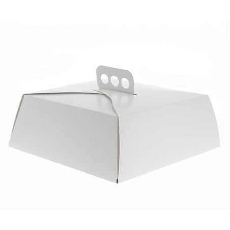 Caja Cartón Blanca Tarta Cuadrada 27,5x27,5x10 cm (50 Uds)