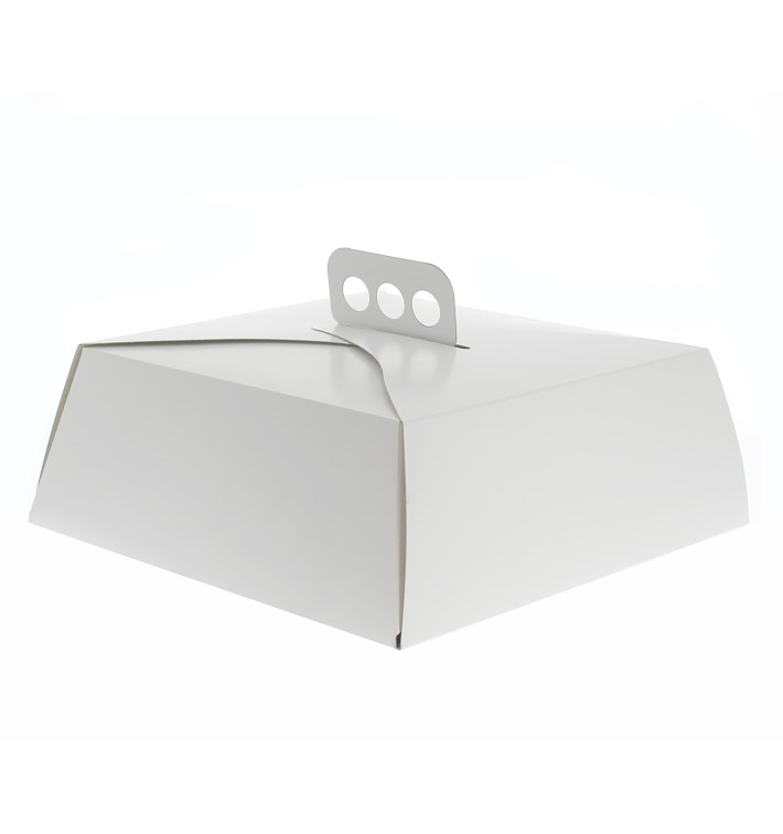 Caja Cartón Blanca Tarta Cuadrada 34,5x34,5x10 cm (50 Uds)