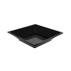 Plato de Plastico Hondo Cuadrado Negro 170mm 