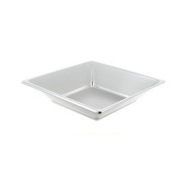 Plato de Plastico Hondo Cuadrado Plata 180mm 