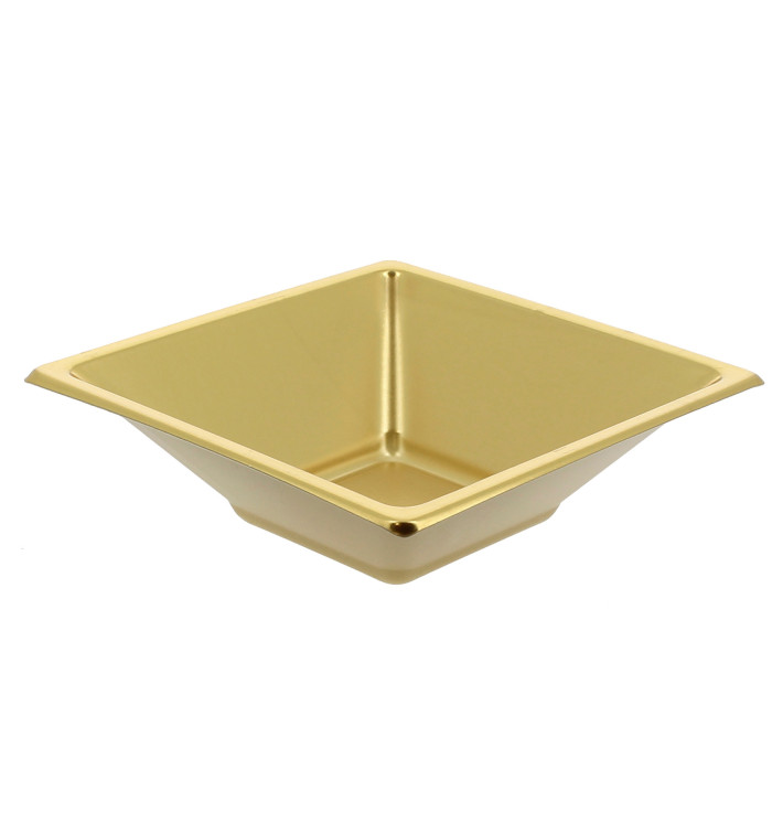 Bol de Plastico Cuadrado Oro 120x120x40mm 