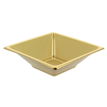 Bol de Plástico PS Cuadrado Oro 12x12cm (5 Uds)