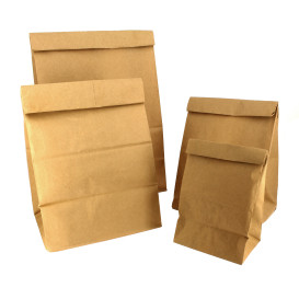 Bolsa de Papel Sin Asas Kraft Marron 12+8x24cm (50 Uds)