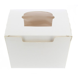 Caja 1 Cupcake con Soporte 11x10x7,5cm Blanca 