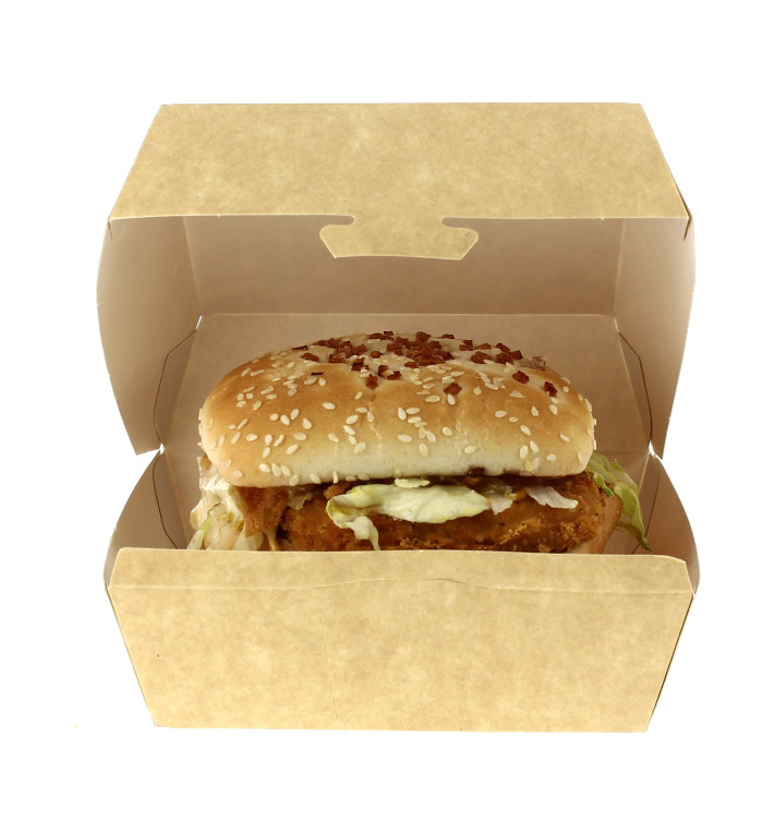 Caja Kraft para Hamburguesa 14x13x7 cm (450 Uds) Caja Kraft para Hamburguesa 14x13x7 cm (450 Uds)