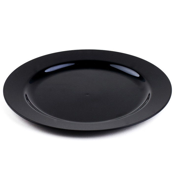 Plato Plastico Extra Rigido Negro 26cm 
