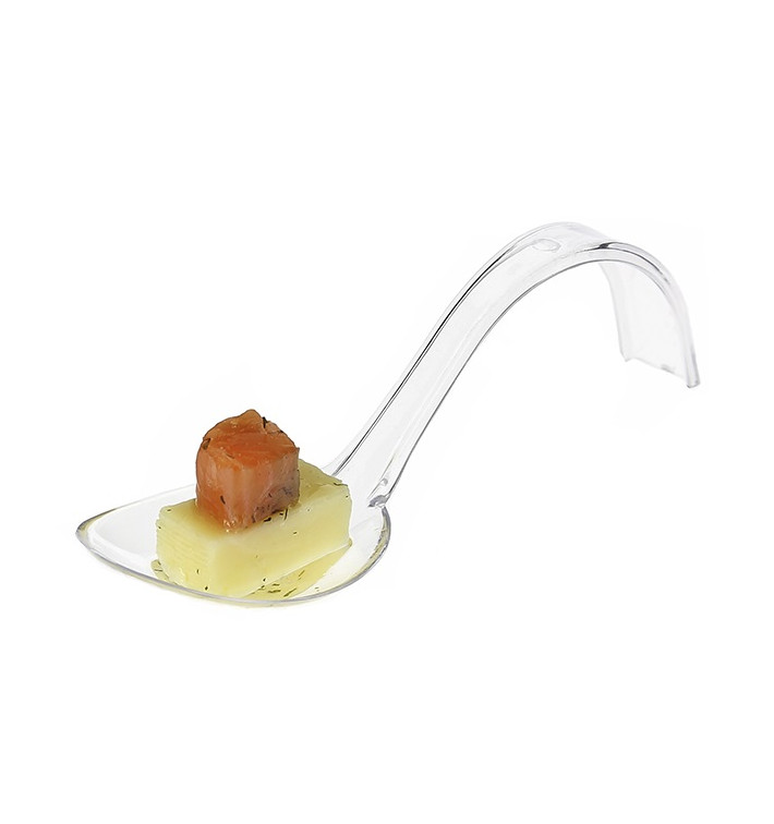 Cuchara Degustacion Plastico Asa Curva Transp. 130 mm 