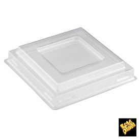 Tapa Bol Square Dessert Transparente PET 8,2 cm (25 Uds)