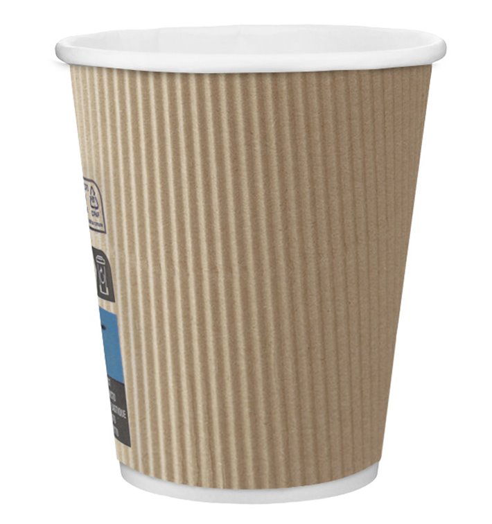 Vaso Cartón 8 Oz/250ml "Rizado Kraft" Marrón Ø7,8cm (1000 Uds)