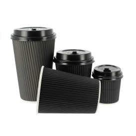 Vaso Cartón 8 Oz/250ml "Rizado" Negro Ø7,8cm (1000 Uds)