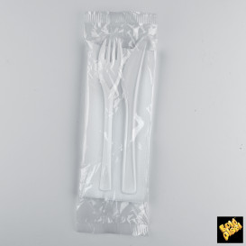 Set Cubiertos Plastico Next Tenedor, Cuchillo, Cuchara y Servilleta (500 Uds)