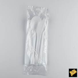 Set Cubiertos Plastico Next Tenedor, Cuchillo, Cuchara y Servilleta (50 Uds)