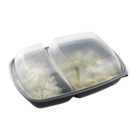Tapa para Envase Rectangular 2C Negro 28x20 (50 Uds)