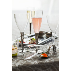 Copa de Plastico Cava Pie Plata 100ml 1p (10 Uds)