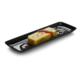Bandeja Plastico Rectangular Extra Rigido Negro 17x45cm (5 Uds)