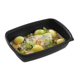 Envase de Plastico PP Negro Rectangular 900ml (300 Uds)
