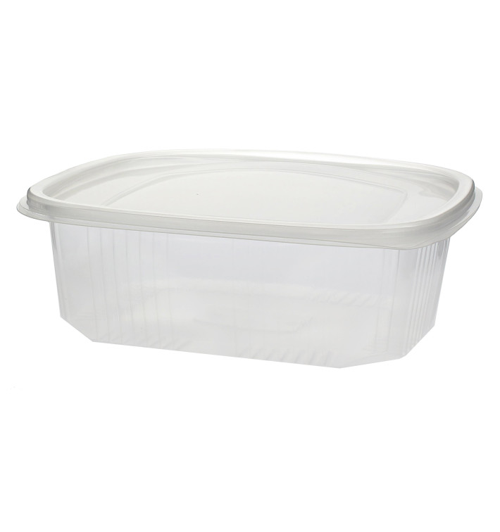 Tarrina de Plástico Negro PP con tapa 750ml Ø19x4cm (15 Uds)