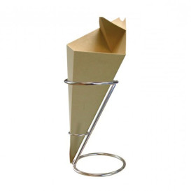 Porta Fritas Cónico Plateado Inox (36 Ud)