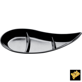 Salsera Degustacion Virgola 3 Comp. Negro 30 ml (50 Uds)