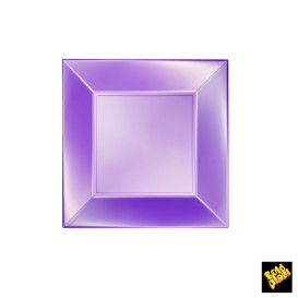 Plato de Plastico Llano Cuadrado Violeta 180mm (150 Uds)