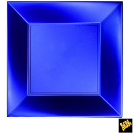 Plato de Plastico Llano Cuadrado Azul 290mm (72 Uds)