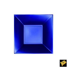 Plato de Plastico Hondo Cuadrado Azul 180mm (25 Uds)