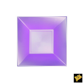 Plato de Plastico Hondo Cuadrado Violeta 180mm (150 Uds)