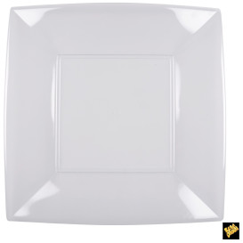 Plato de Plastico Llano Cuadrado Transp. 290mm (12 Uds)