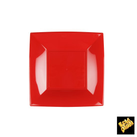 Plato de Plastico Llano Cuadrado Plata 180mm (25 Uds)