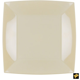 Plato de Plastico Llano Cuadrado Plata 290mm (12 Uds)