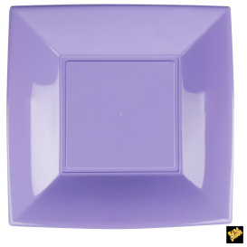 Plato de Plastico Llano Cuadrado Plata 290mm (12 Uds)