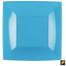 Plato de Plastico Llano Cuadrado Plata 290mm (12 Uds)