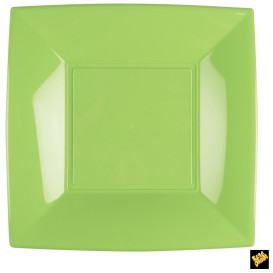 Plato de Plastico Llano Cuadrado Plata 290mm (12 Uds)