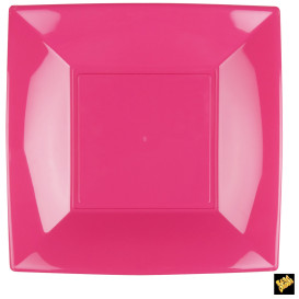 Plato de Plastico Llano Cuadrado Plata 290mm (12 Uds)