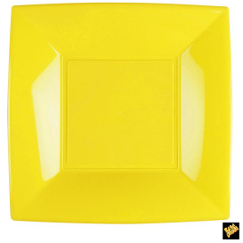 Plato de Plastico Llano Cuadrado Plata 290mm (12 Uds)