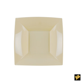 Plato de Plastico Hondo Cuadrado Plata 180mm (150 Uds)