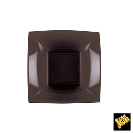 Plato de Plastico Hondo Cuadrado Plata 180mm (150 Uds)