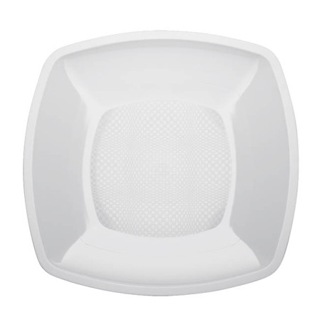 Plato Duro Reutilizable PP Llano Blanco "Square" 23cm (25 Uds)