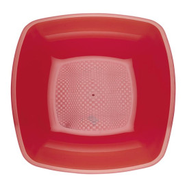 Plato de Plastico Hondo Rojo Transp. 180mm (25 Uds)