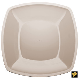 Plato de Plastico Llano Beige PS 300mm (12 Uds)