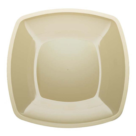 Plato Duro Reutilizable PS Llano Crema "Square" 30cm (12 Uds)