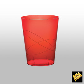 Vaso de Pastico Rojo Transp. PS 350ml (50 Uds)