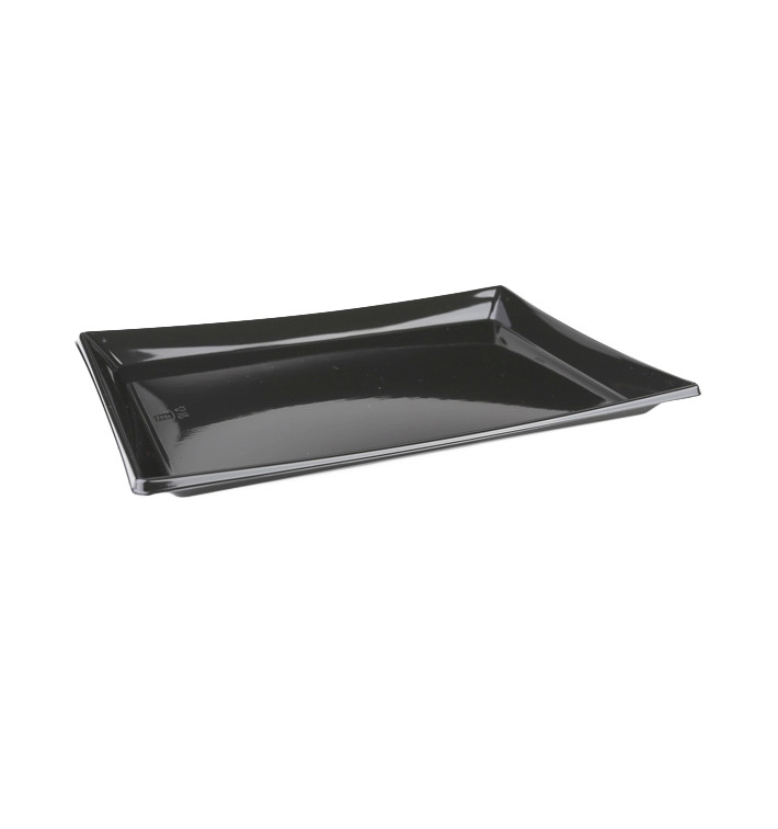 Bandeja Plastico Catering Rectang. Negra 16x22cm (50 Uds)